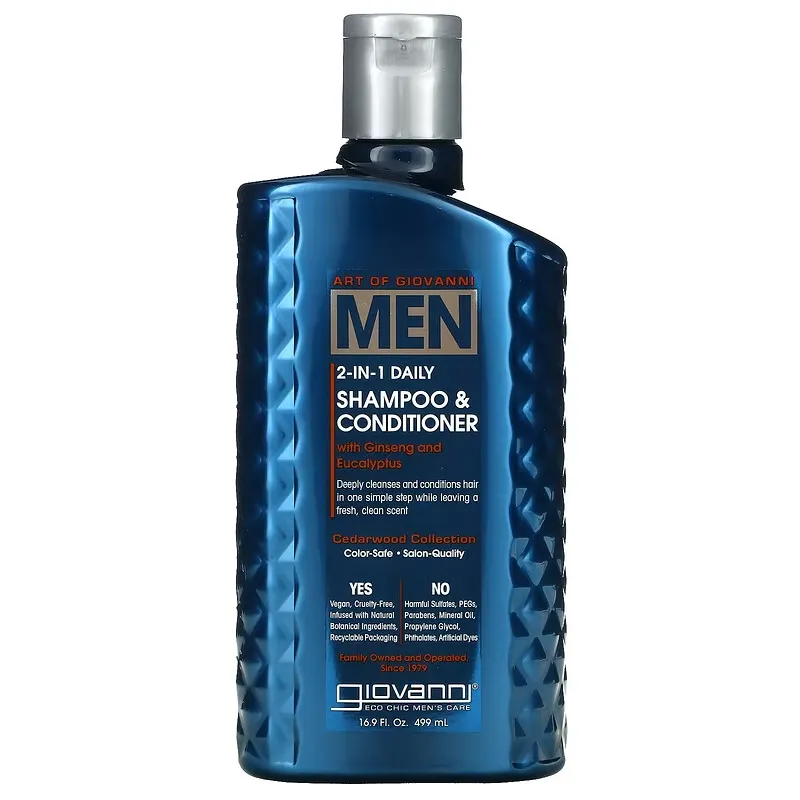 Art Of Giovanni, Men 2-In-1 Daily Shampoo & Conditioner with Ginseng and Eucalyptus, 16.9 fl oz (499 ml)