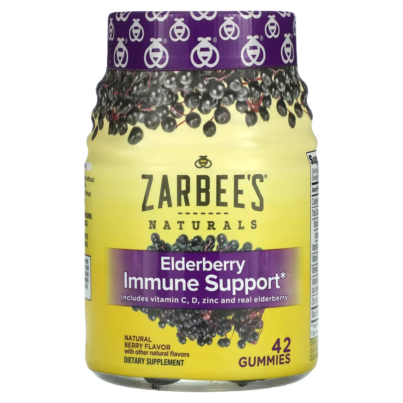 Elderberry Immune Support, Natural Berry, 42 Gummies