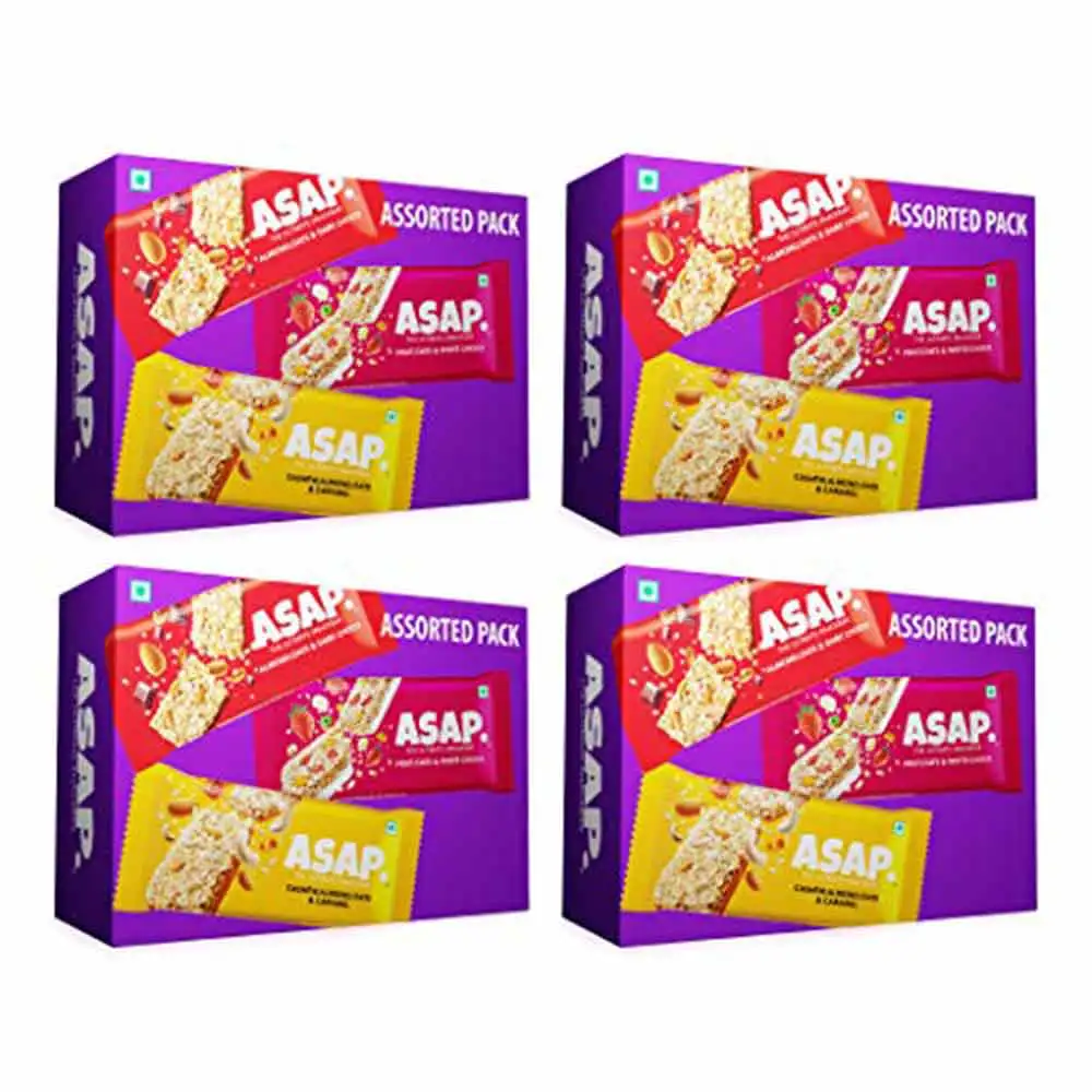 ASAP Healthy Granola Bars,  6 bar(s)  Dark Choco Almond, Fruits & White Choco, Cashew Caramel, Pack of 4