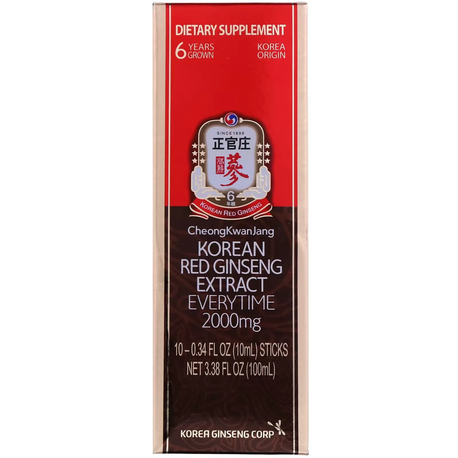 Korean Red Ginseng Extract Everytime, 2000 mg, 10 Sticks, 0.34 fl oz (10 ml) Each