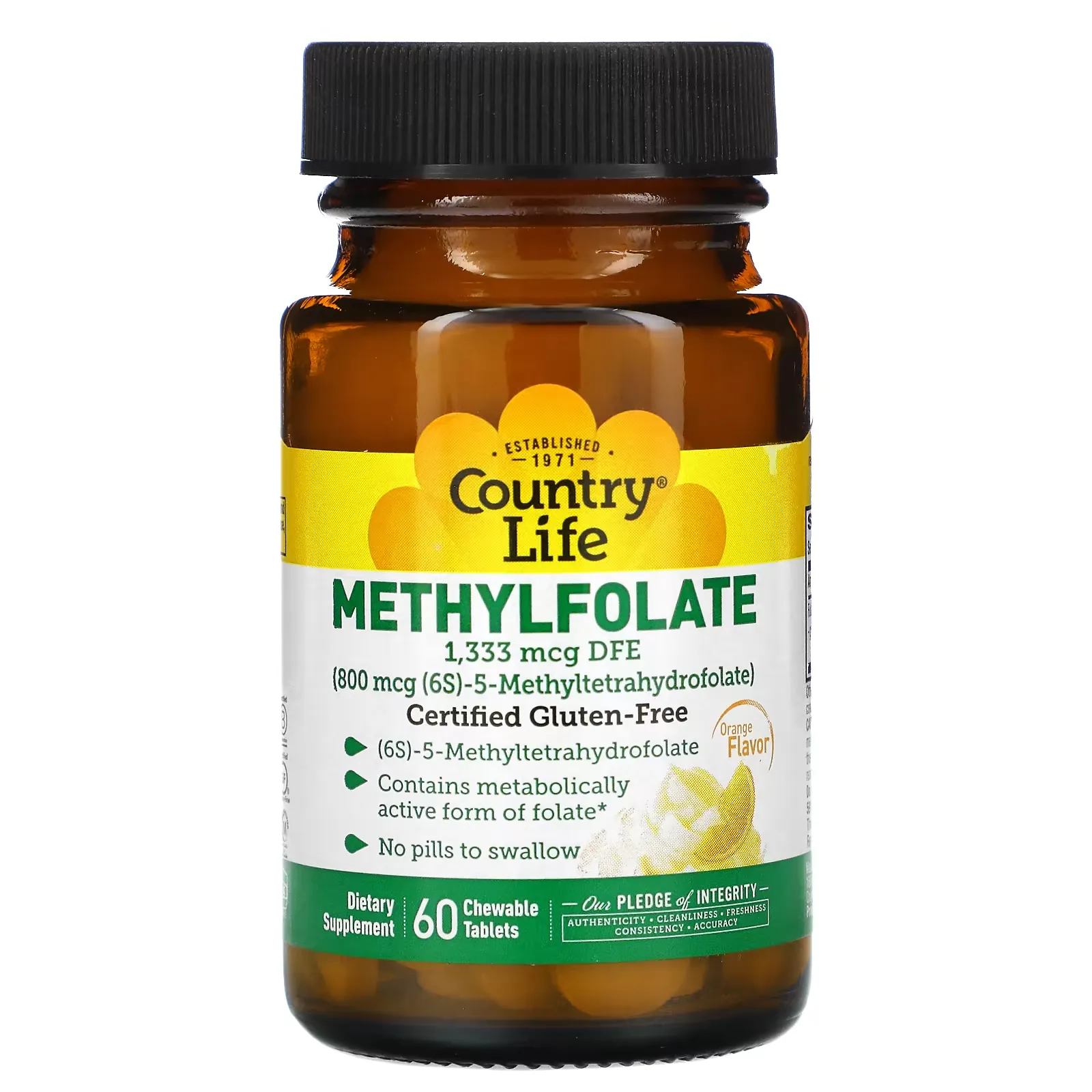 Methylfolate, Orange, 800 mcg, 60 Chewable Tablets