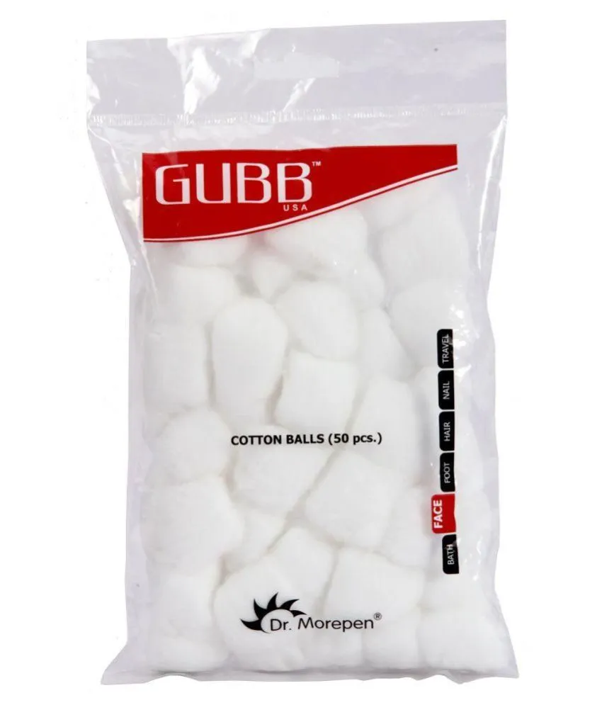 GUBB White Cotton Balls For Face Cleansing & Makeup Removal - 50 Pieces