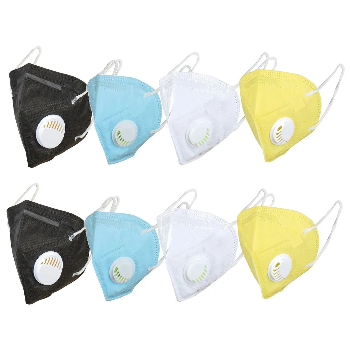 OOMPH Pack Of 8 Kn95/n95 Anti-pollution Reusable 5 Layer Mask Color: White Black Blue Yellow