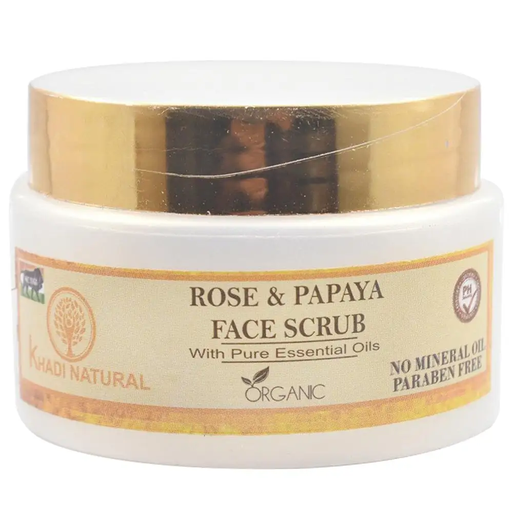 Khadi Natural Rose and Papaya Face Scrub,  50 g  for All Skin Types