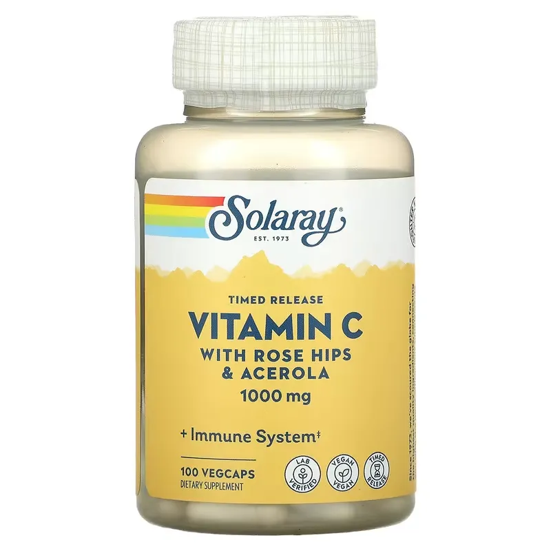 Timed Release Vitamin C with Rose Hips & Acerola, 1,000 mg, 100 VegCaps