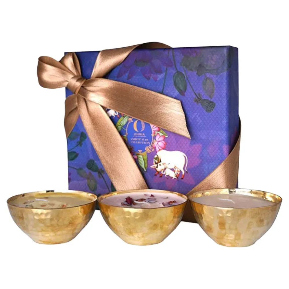 Ohria Ayurveda Luxury Brass Diya Candles Gift Set