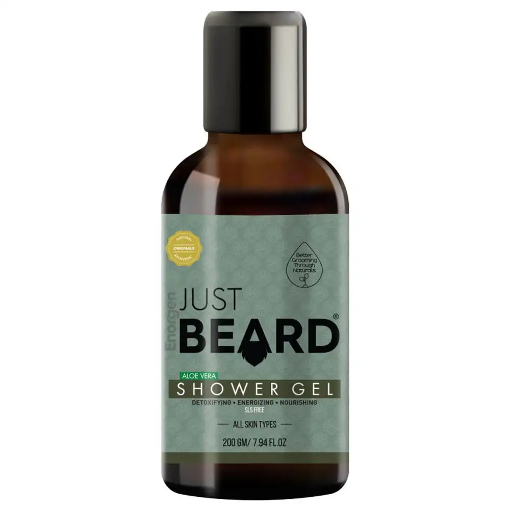 Enorgen Just Beard Aloe Vera Shower Gel SLS Free,  200 g  Detoxyfying, Energizing and Nourishing