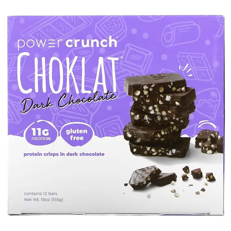 Power Crunch Protein Crisp Bar, Choklat, Dark Chocolate, 12 Bars, 1.5 oz (43 g) Each