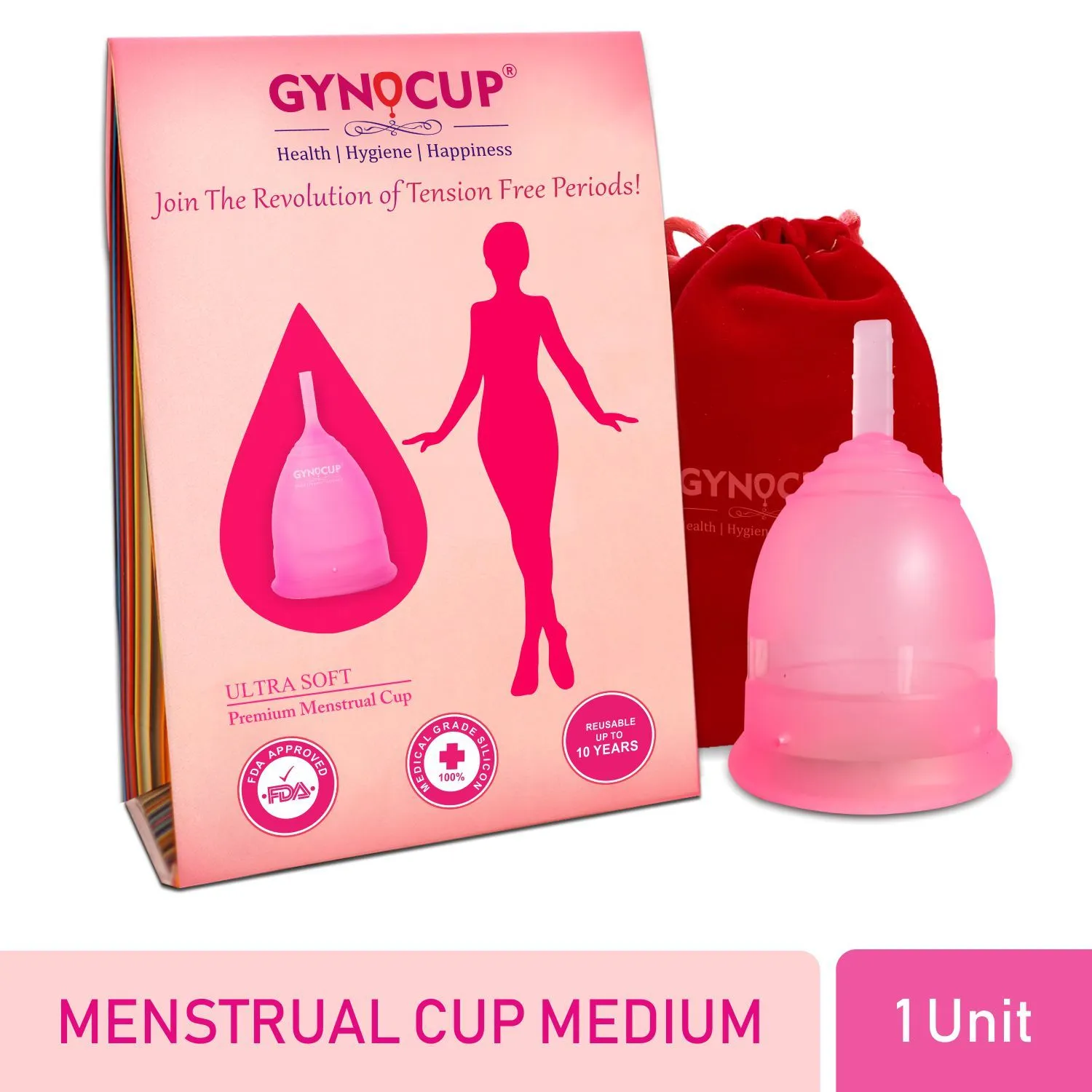 Gynocup Reusable Menstrual Cup For Women Safe, Easy-to-use & Comfortable (Medium)