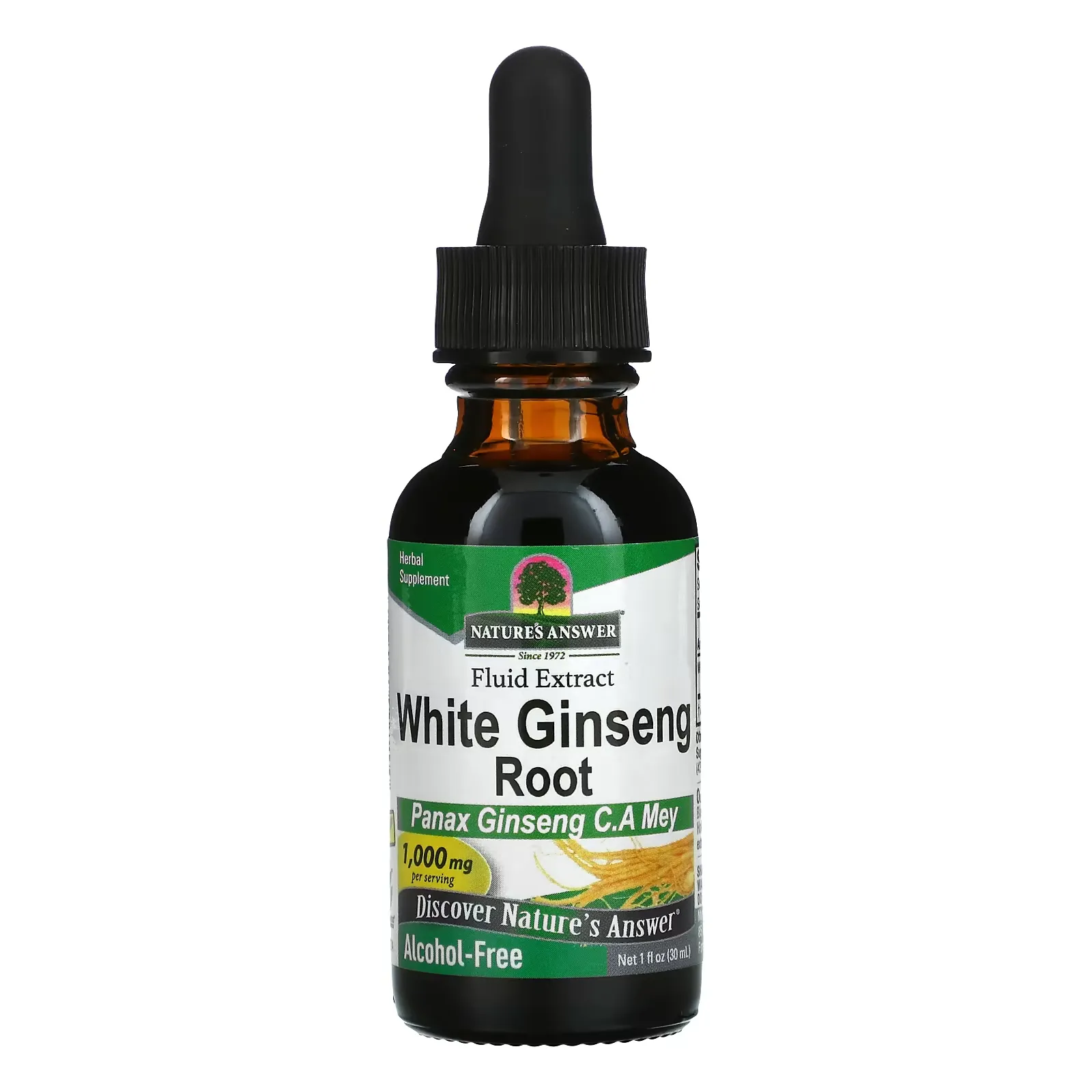 White Ginseng Root, Alcohol-Free, 1,000 mg, 1 fl oz (30 ml)