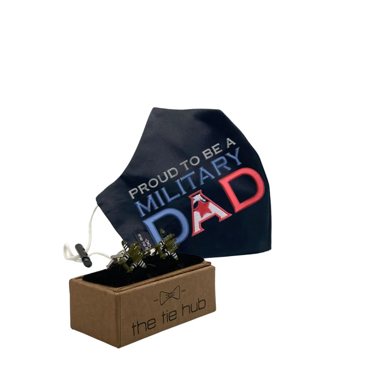 The Tie Hub Mil DAD Face Mask with Fighter Plane Cufflinks