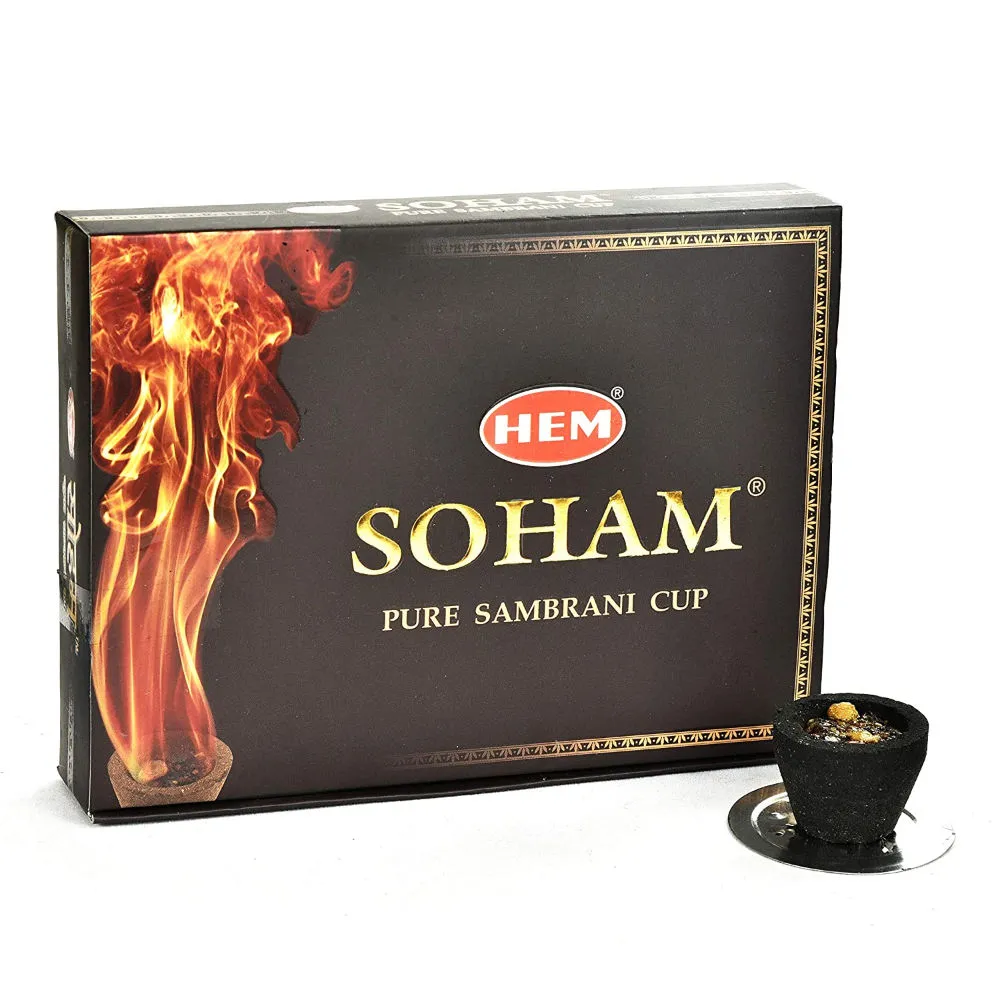 Hem Soham Pure Sambrani Dhoop Cup with Burner Plate For Puja - Pack of 3