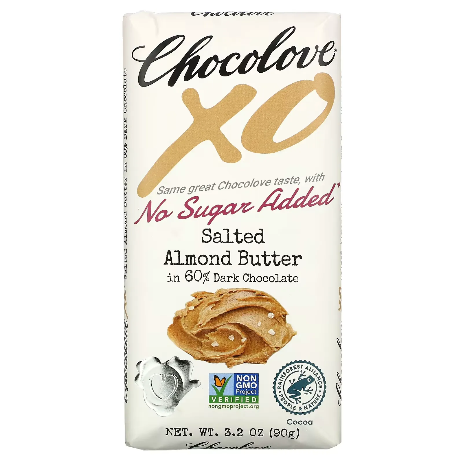 XO, Salted Almond Butter in 60% Dark Chocolate, 3.2 oz (90 g)