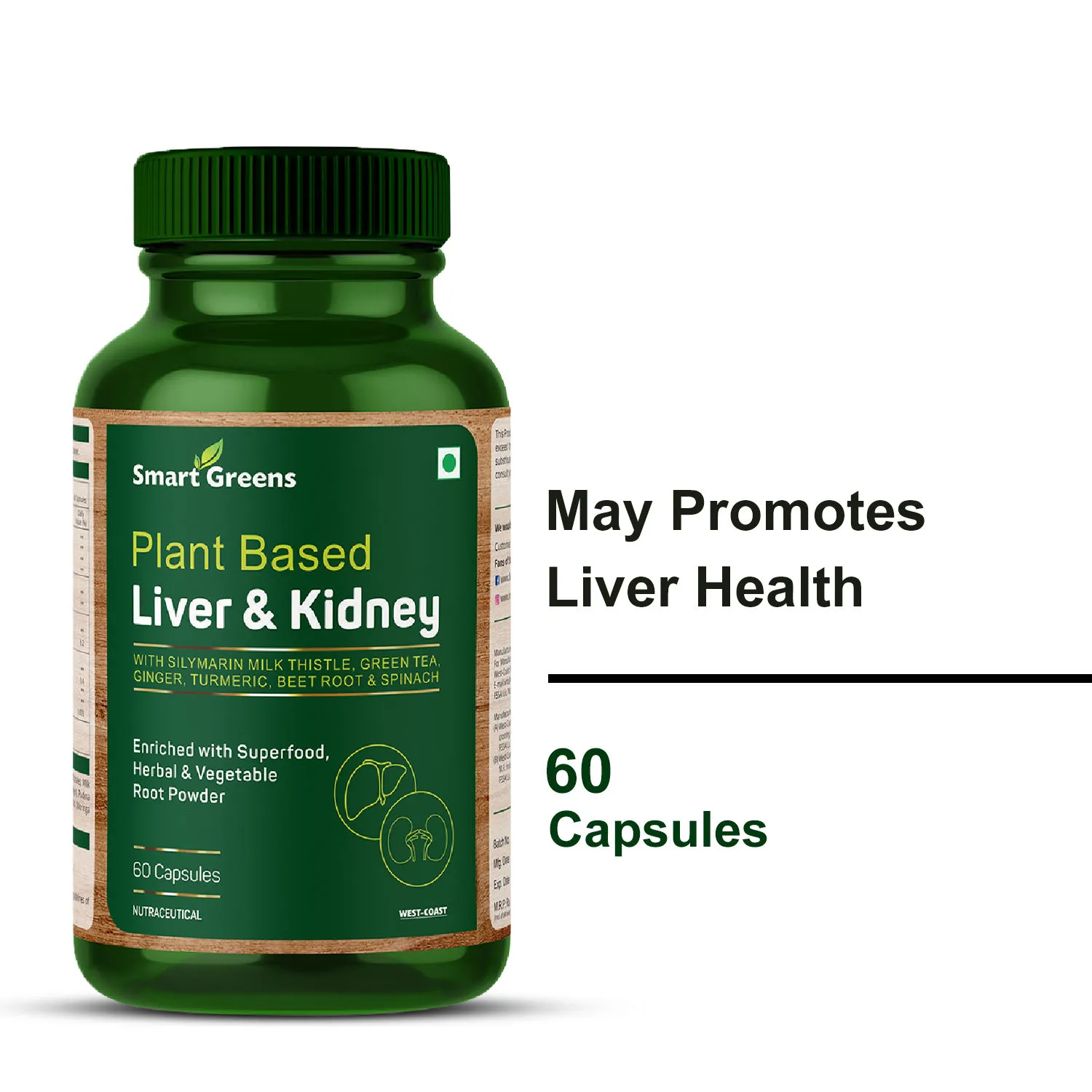 Smart Greens Plant Based Liver & Kidney Capsules