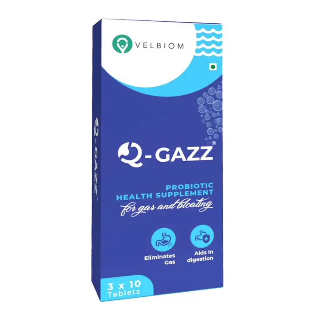 Velbiom Q-gazz for Gas & Bloating Relief,  30 tablet(s)  Unflavoured