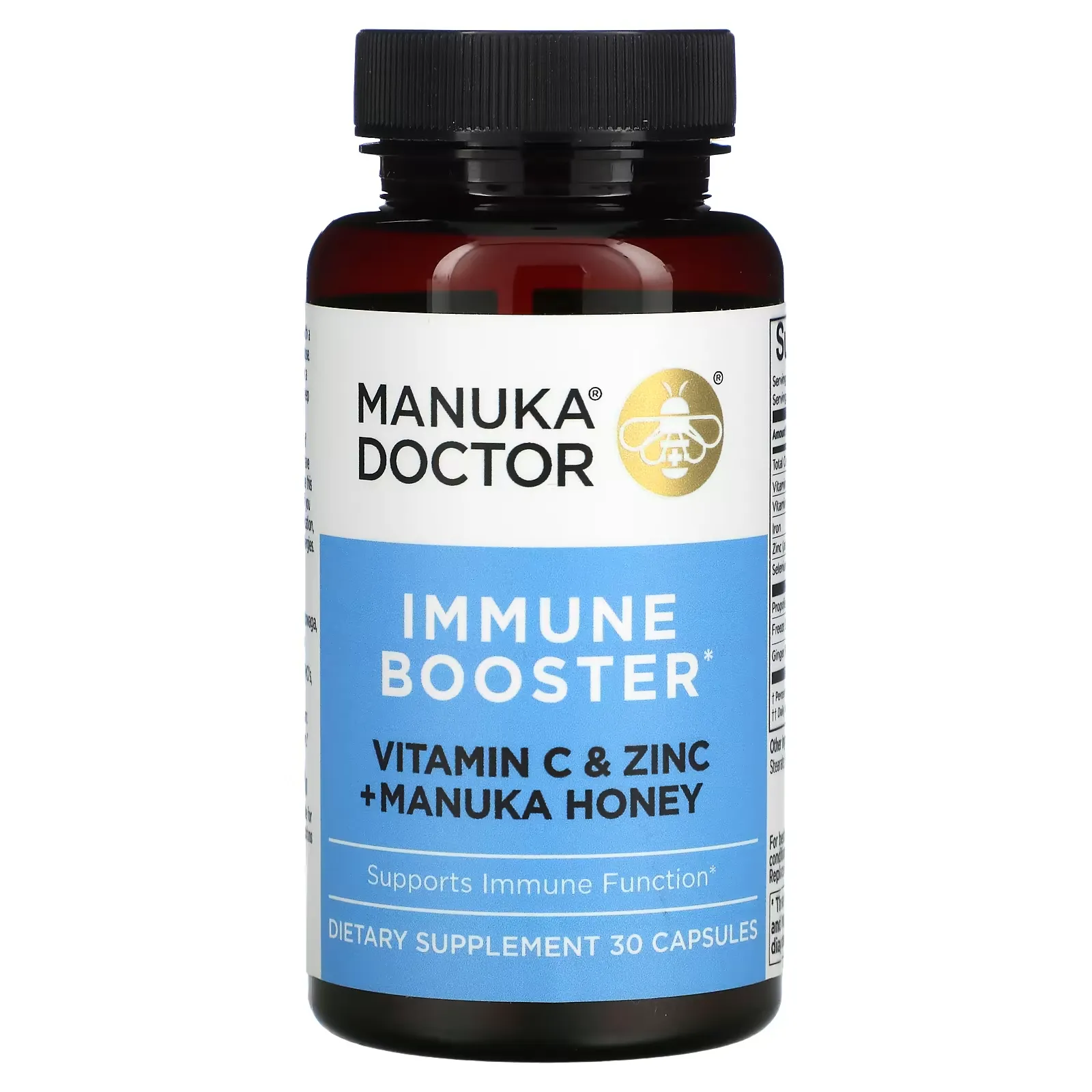 Immune Booster, Vitamin C & Zinc + Manuka Honey, 30 Capsules