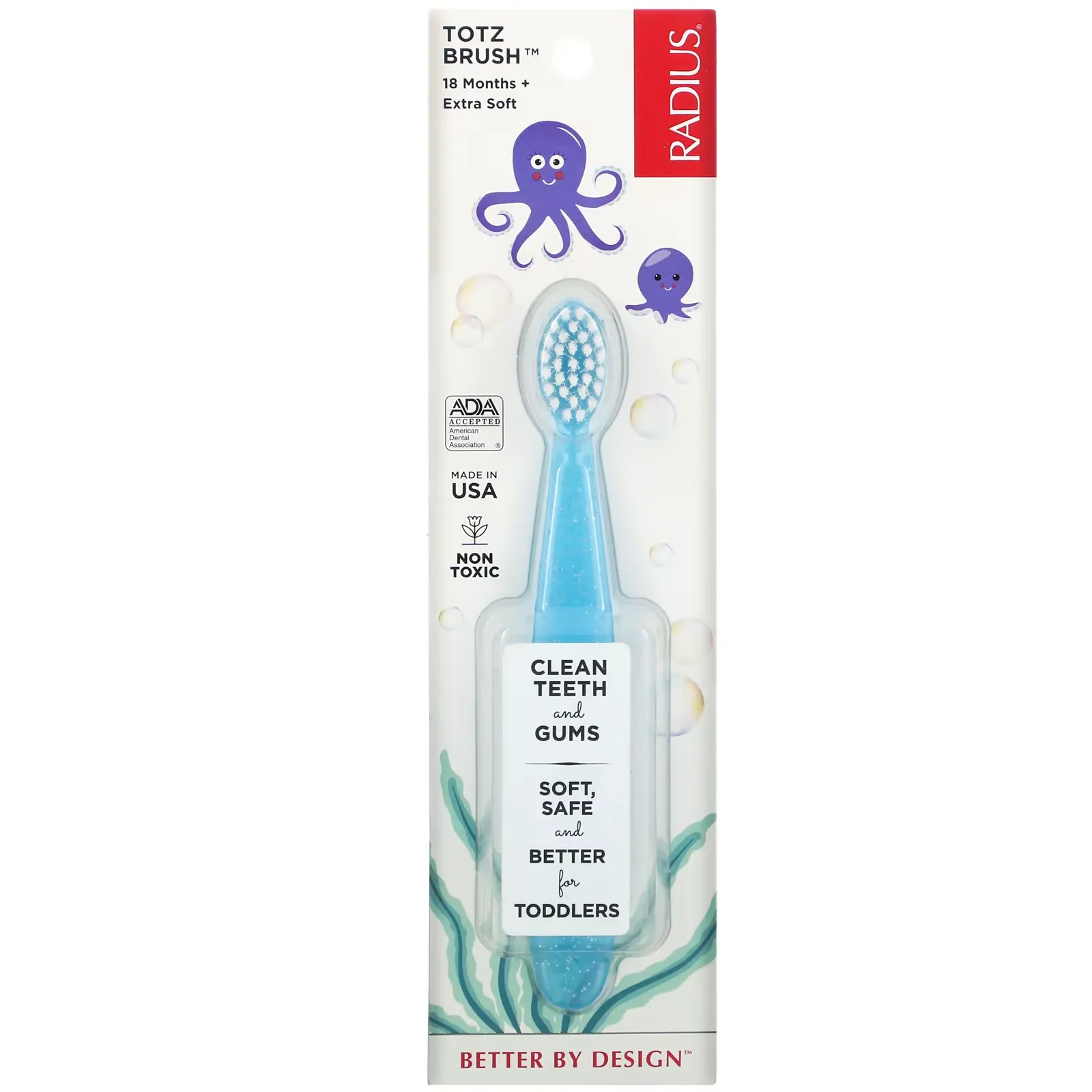 Totz Toothbrush, 18 + Months, Extra Soft, Light Blue Sparkle, 1 Toothbrush