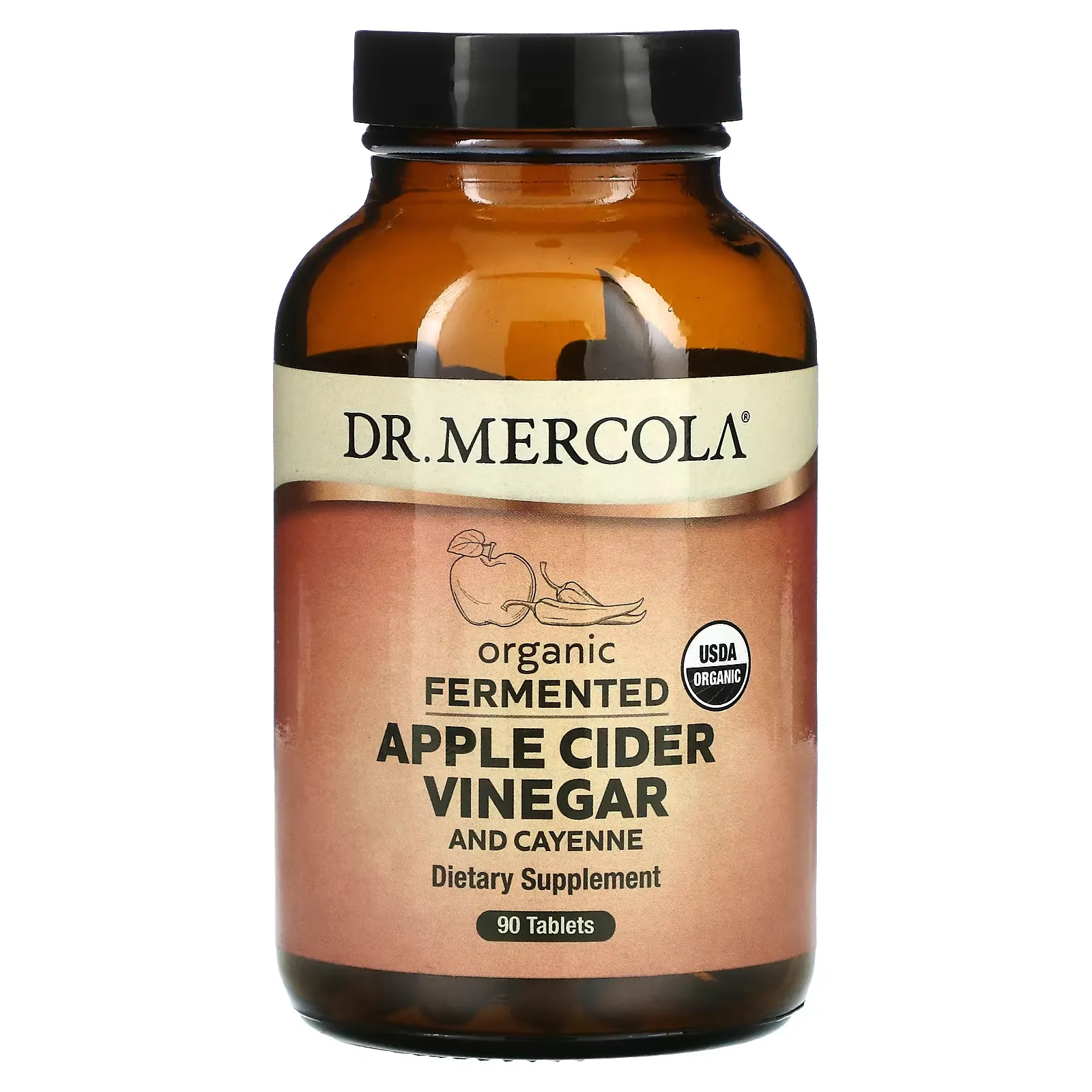 Organic Fermented Apple Cider Vinegar and Cayenne, 90 Tablets