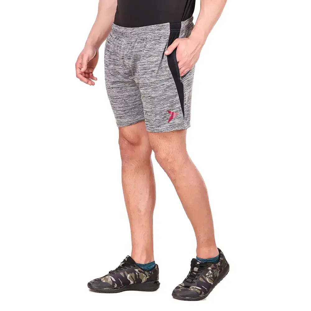 Fitinc Melange Shorts with Both Side Safety Zippered Pockets,  Small  Gray