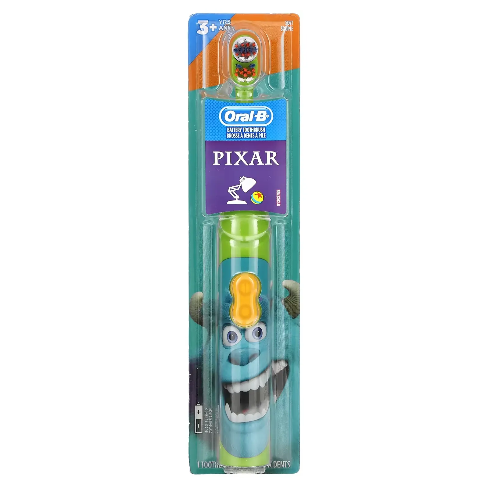 Battery Toothbrush, Soft, 3+ Yrs, Pixar, 1 Toothbrush