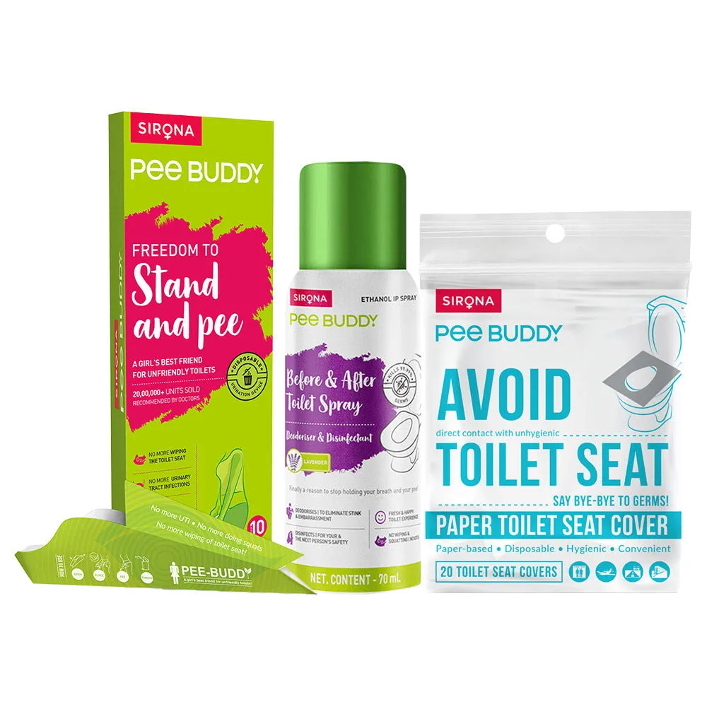 Peebuddy Disposable Toilet Seat Covers With Lavender Spritz Toilet Spray And Stand & Pee Funnels