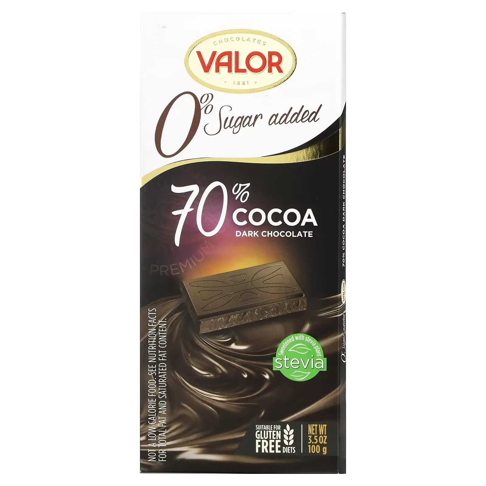 0% Sugar Added, 70% Cocoa Dark Chocolate, 3.5 oz (100 g)