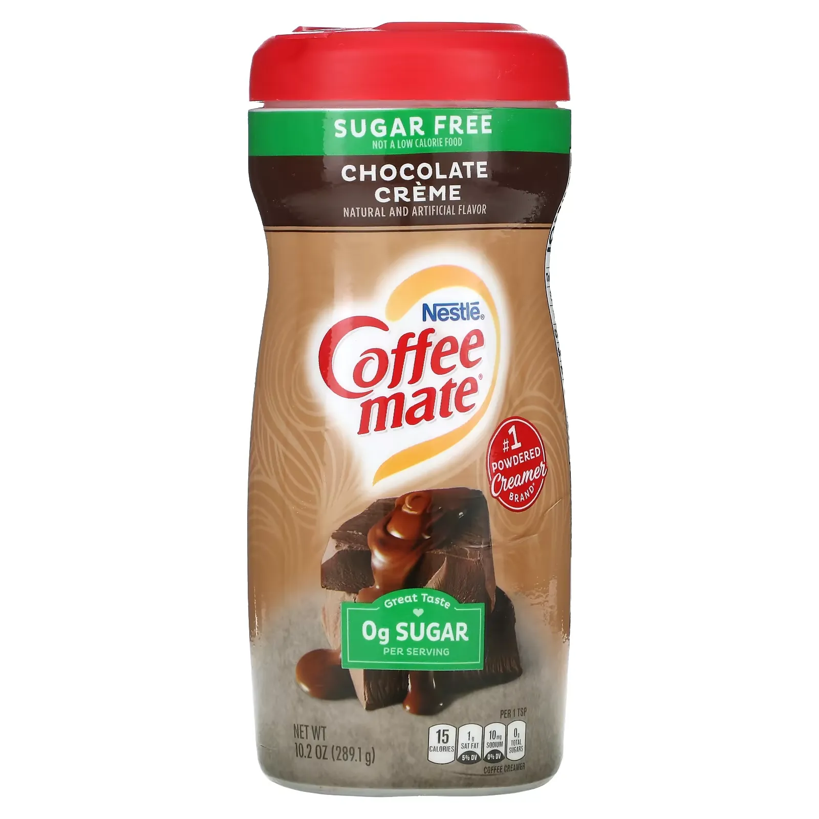 Powder Coffee Creamer, Sugar Free, Chocolate Creme, 10.2 oz (289.1 g)