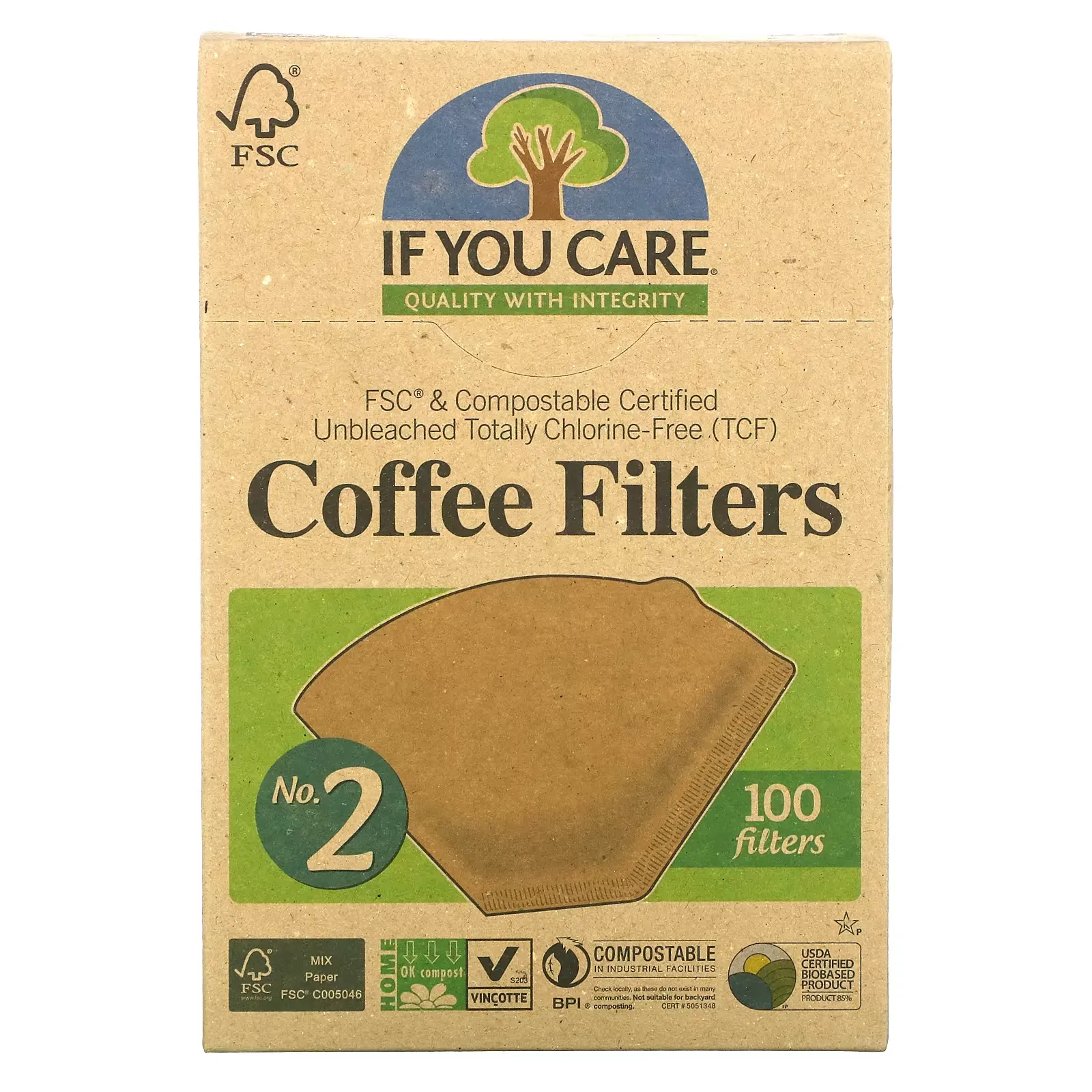 Coffee Filters, No. 2 Size, 100 Filters