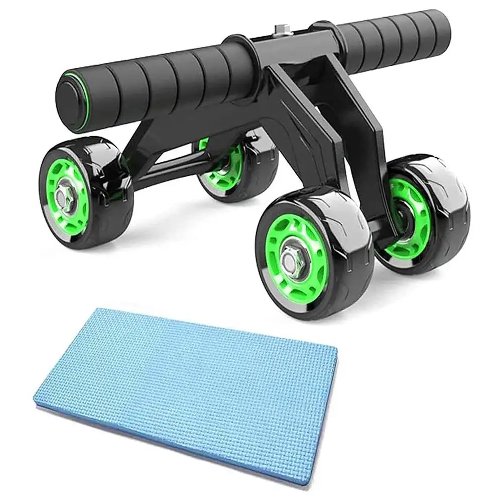 Arrowmax 4 Wheel Ab Roller with Knee Mat,  Black  Free Size