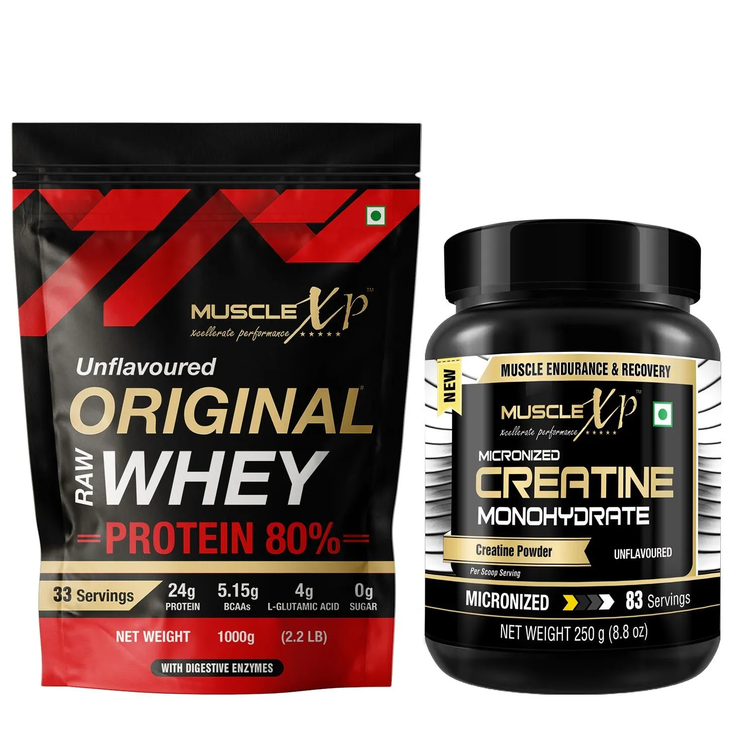 MuscleXP Muscle Enduring Combo - Raw Whey Protein + Creatine Monohydrate