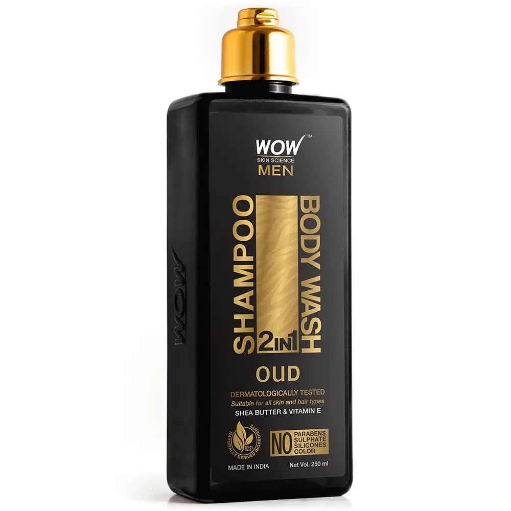 WOW Skin Science Oud 2-in-1 Shampoo + Body Wash,  250 ml  Shea Butter & Vitamin E