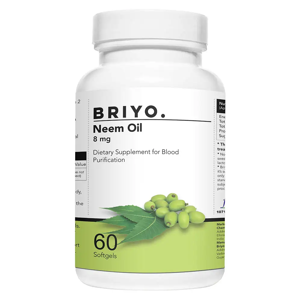 Briyo Neem Oil 8mg,  60 softgels