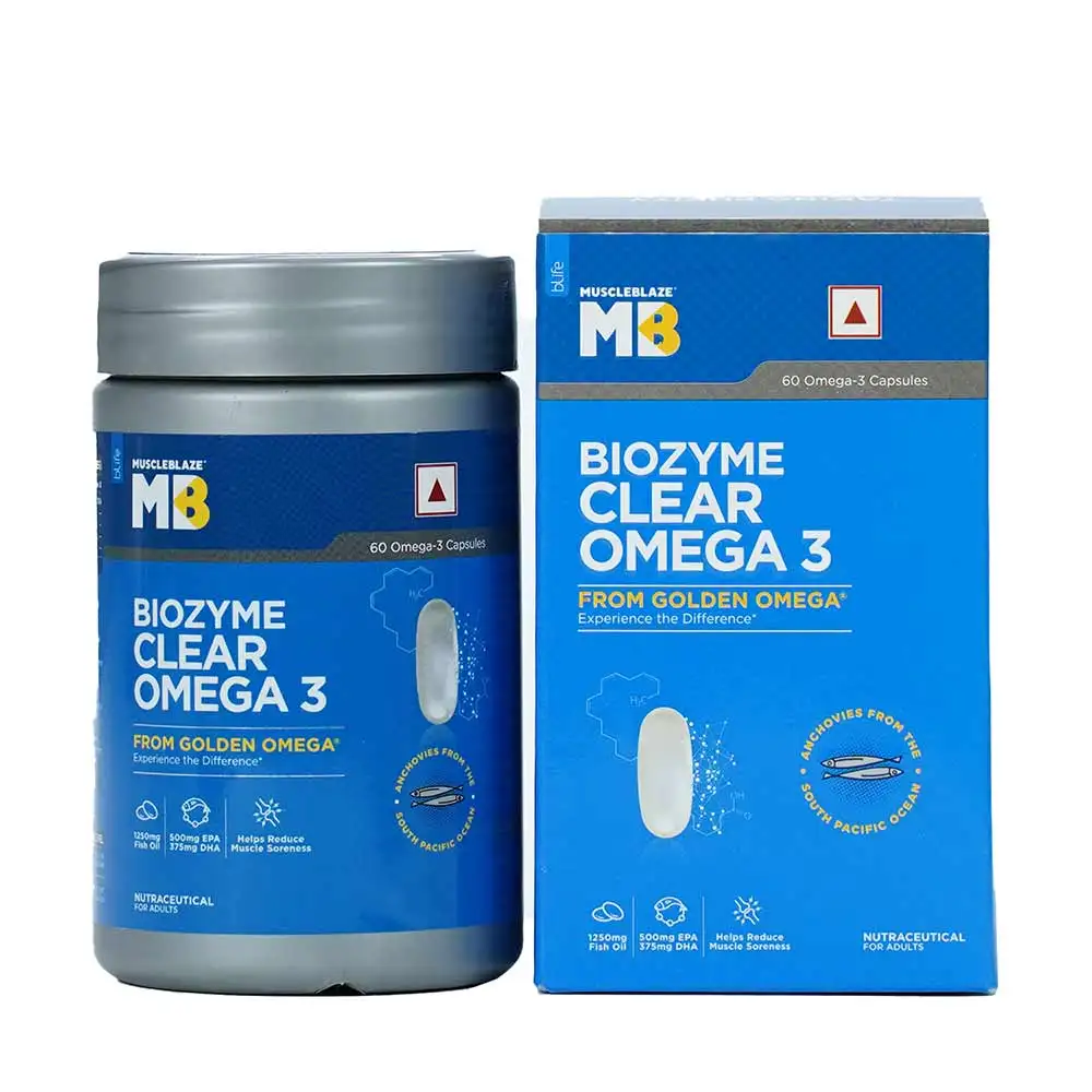 MuscleBlaze Biozyme Clear Omega 3,  60 capsules