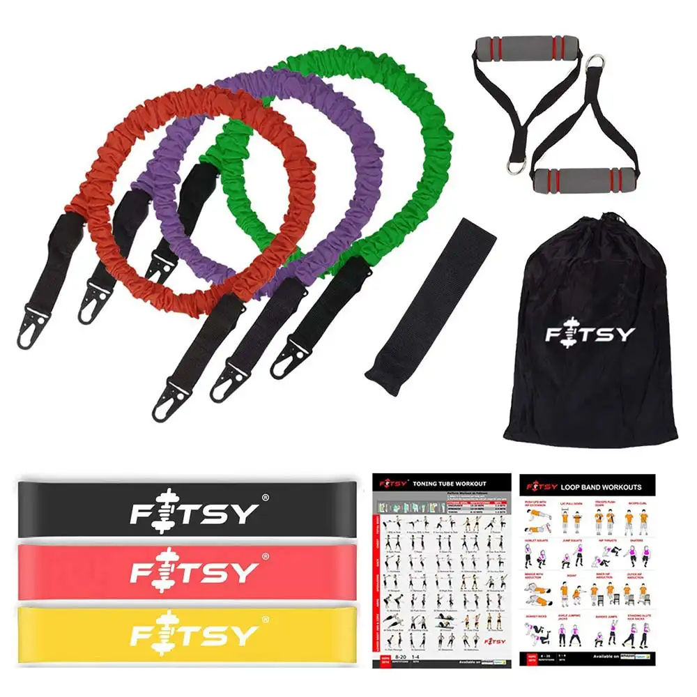 Fitsy Toning Tube and Band Set (AR1886-AR2529),  Multicolor  12 PCS