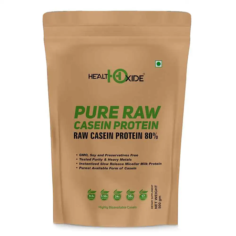 Health Oxide Pure Raw Casein Protein,  1.1 lb  Unflavoured with Free Shaker