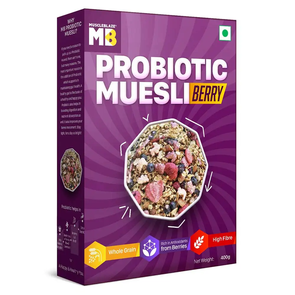 MuscleBlaze Probiotic Muesli,  0.4 kg  Berry