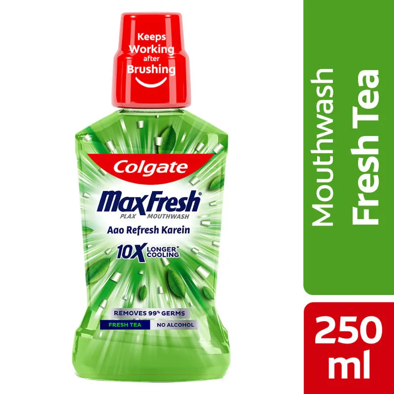 Colgate Maxfresh Plax Antibacterial Mouthwash, Fresh Tea