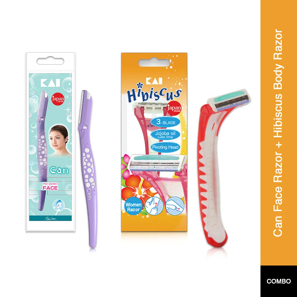 Kai Soft Can Face Razor + Hibiscus Body Razor Combo For Women