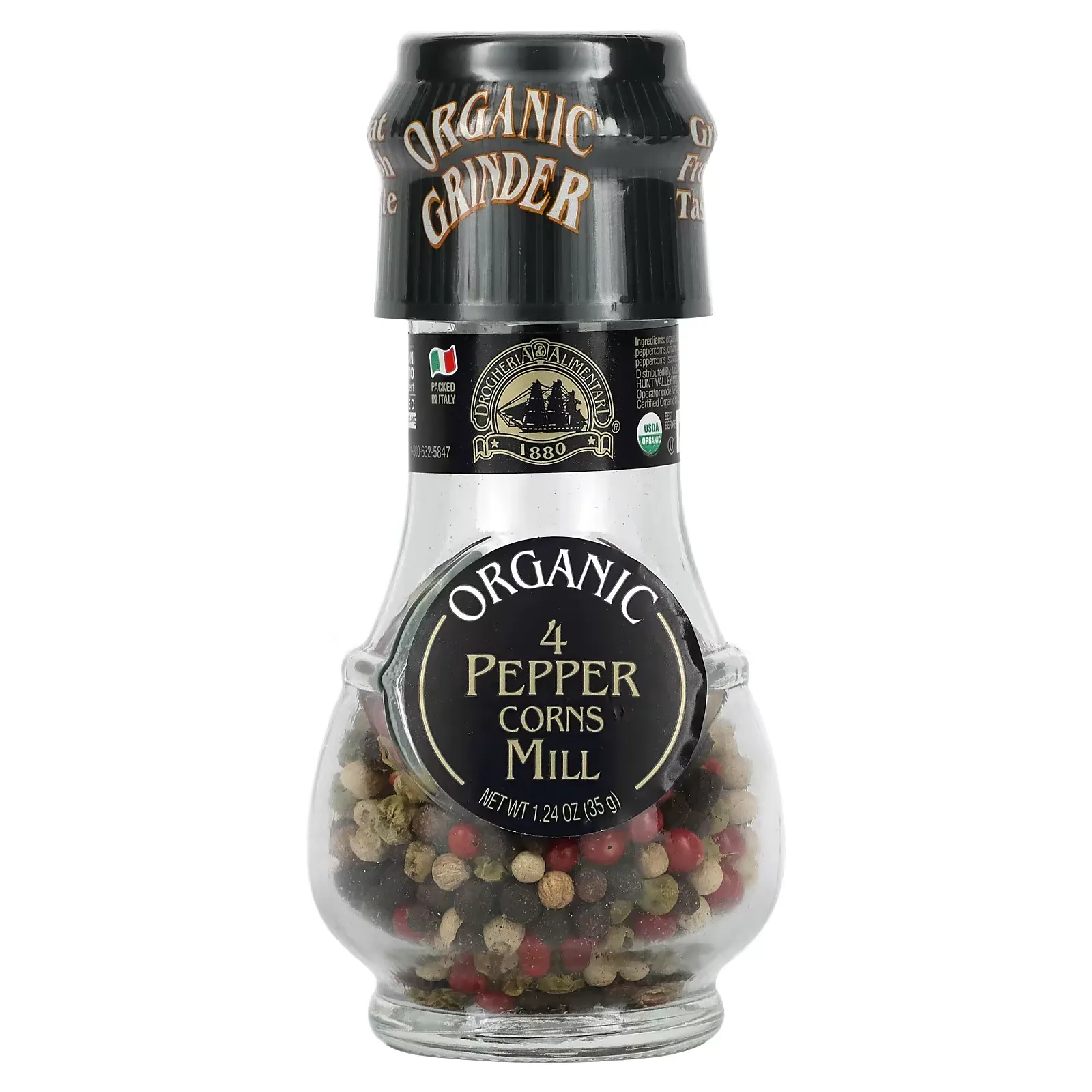 Organic 4 Peppercorns Mill, 1.24 oz (35 g)