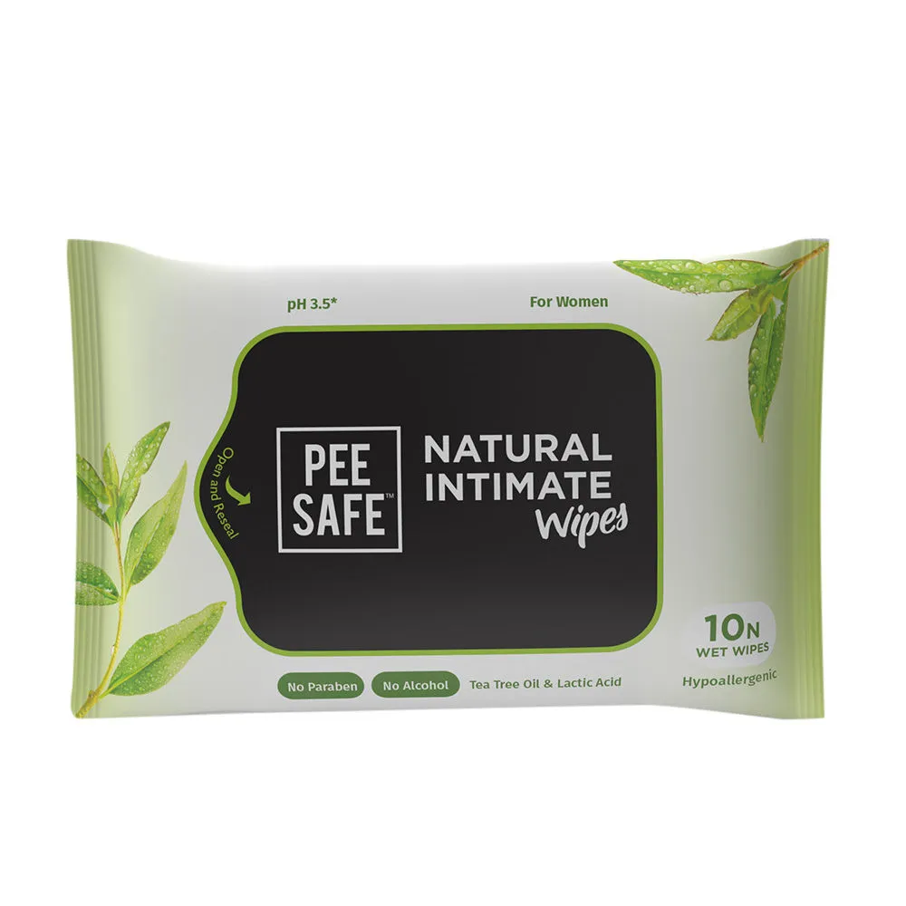 Pee Safe Natural Intimate Wipes - Pack of 10