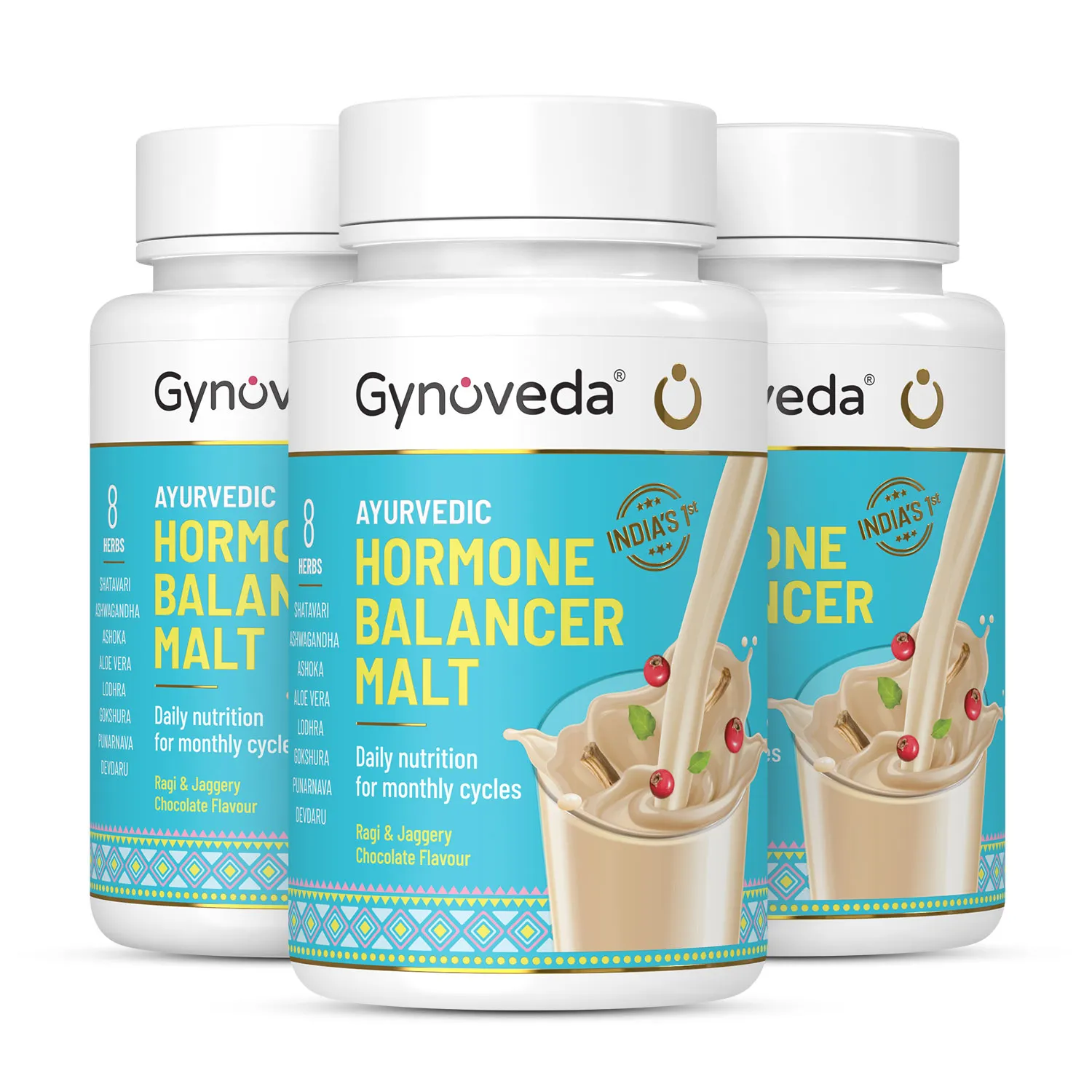 Gynoveda Ayurvedic Hormone Balancer Malt For Healthy Periods - Chocolate Flavour - Pack Of 3