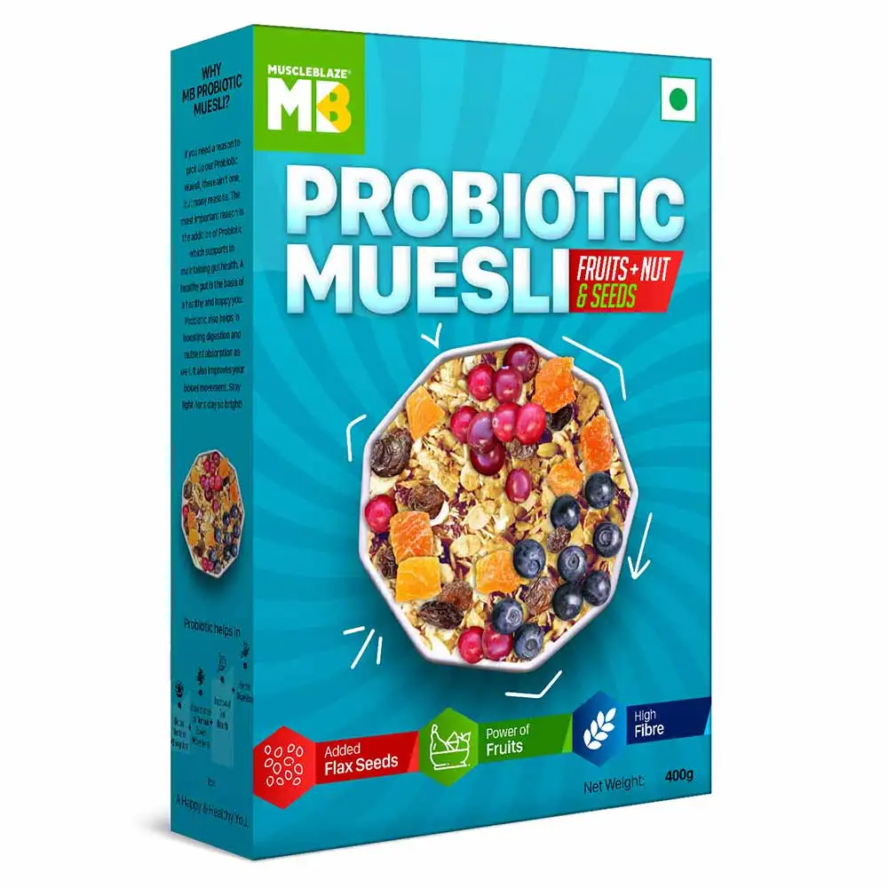 MuscleBlaze Probiotic Muesli,  0.4 kg  Fruits,Nuts & Seeds