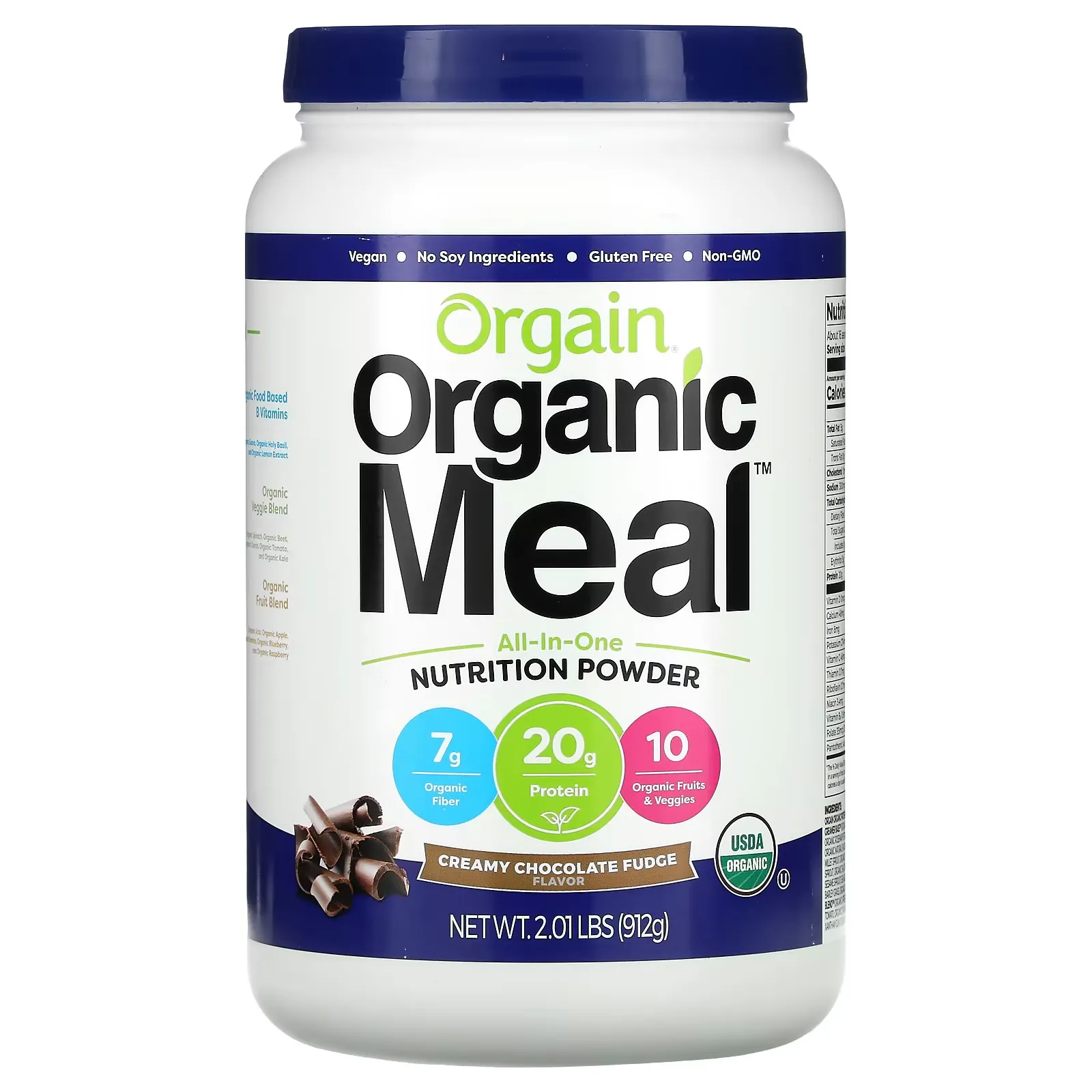 Organic Meal, All-In-One Nutrition Powder, Creamy Chocolate Fudge, 2.01 lbs (912 g)