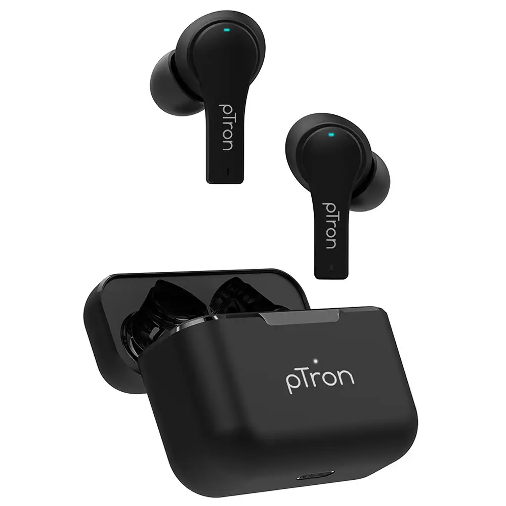 Ptron Bassbuds Tango ENC Bluetooth 5.1 Wireless Headphones,  Black