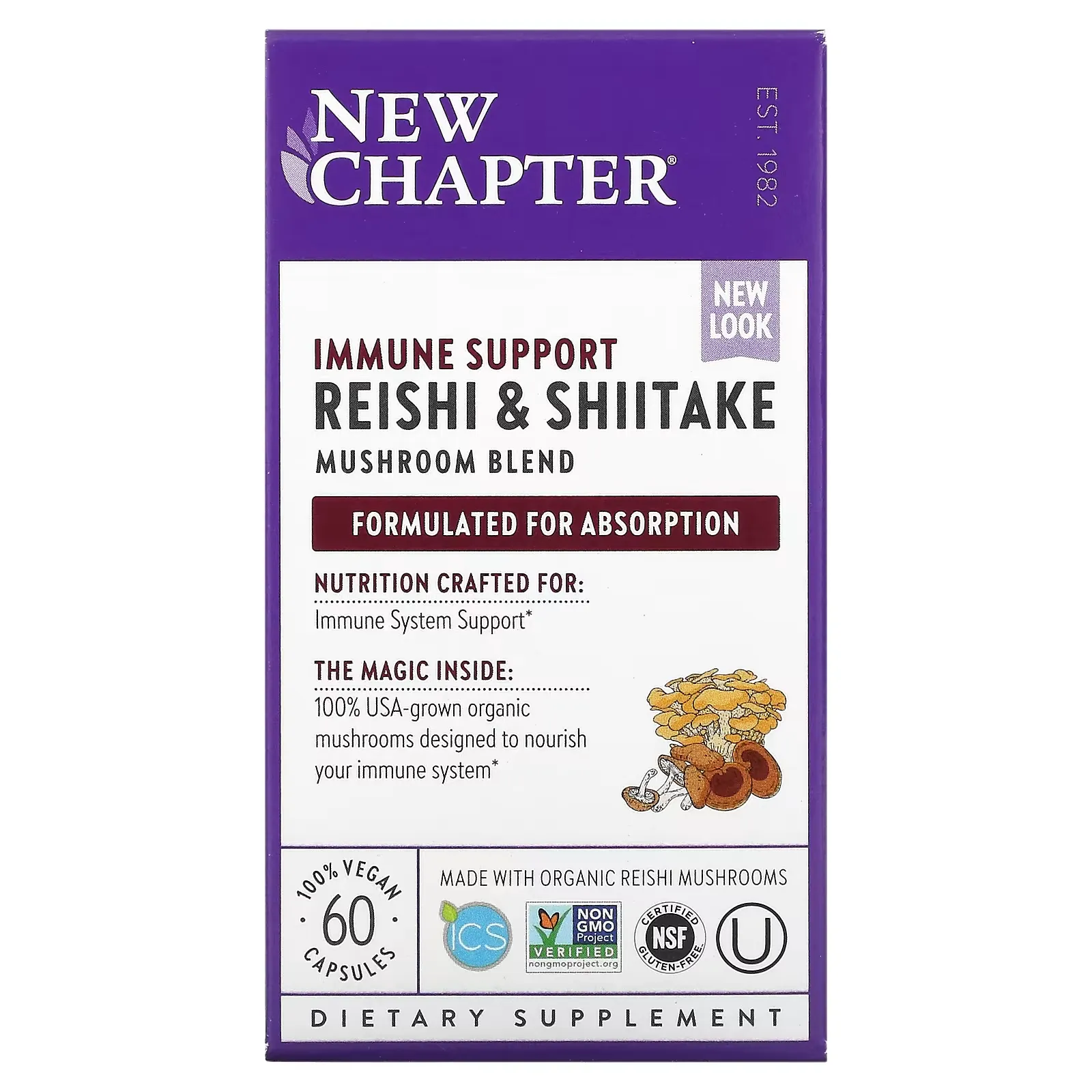 Immune Support, Reishi & Shiitake Mushroom Blend, 60 Vegan Capsules