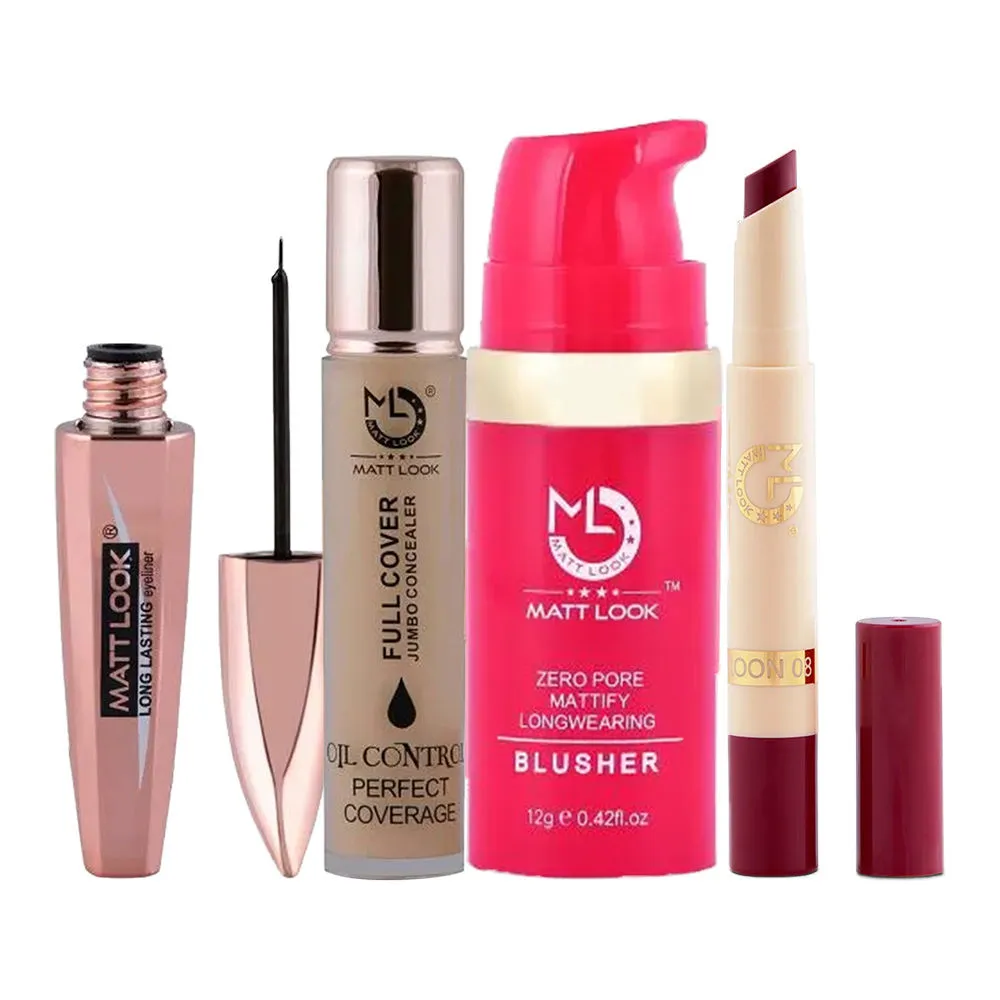 Matt look Eyeliner, Blusher, Concealer And Lipstick Combo - 2