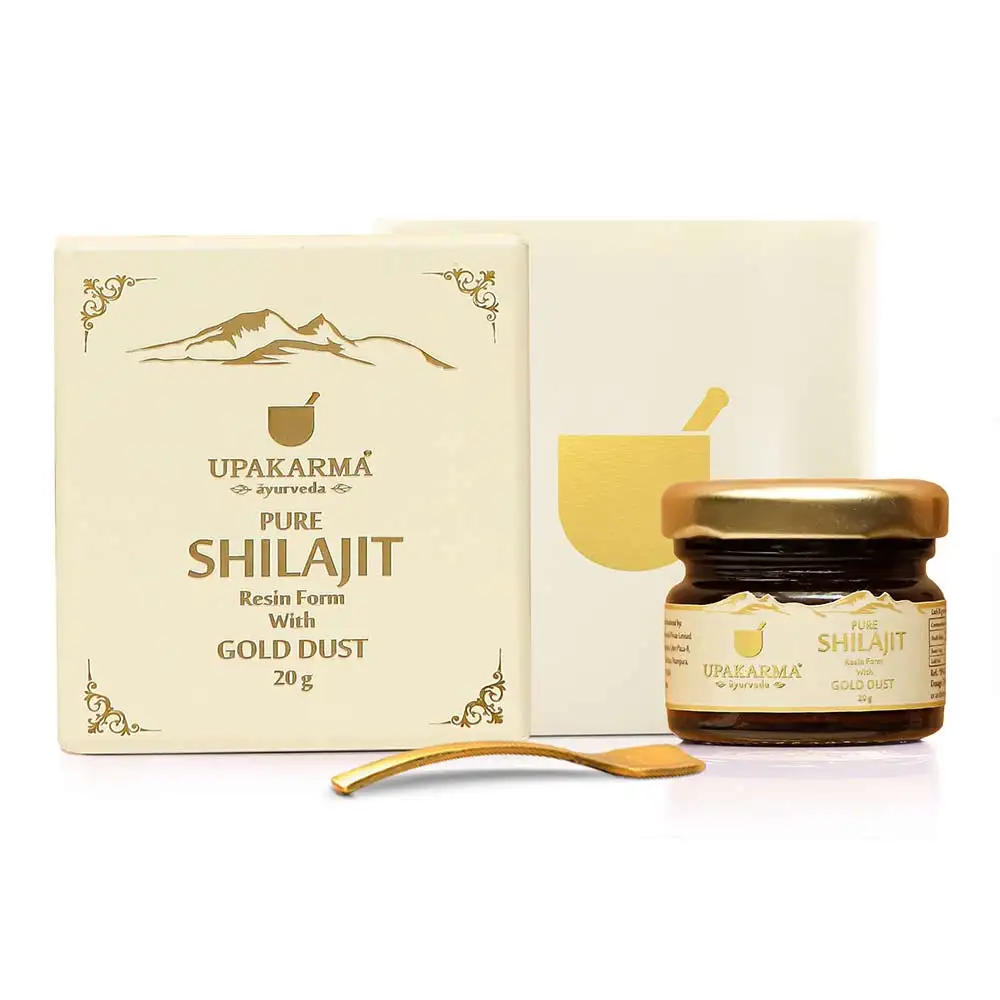 Upakarma Ayurveda Pure Shilajit Resin Form with Gold Dust,  20 g