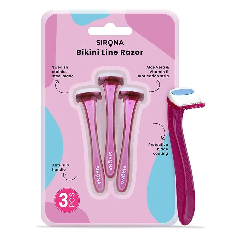 Sirona Disposable Bikini Line Razor for Women - 3 Razors