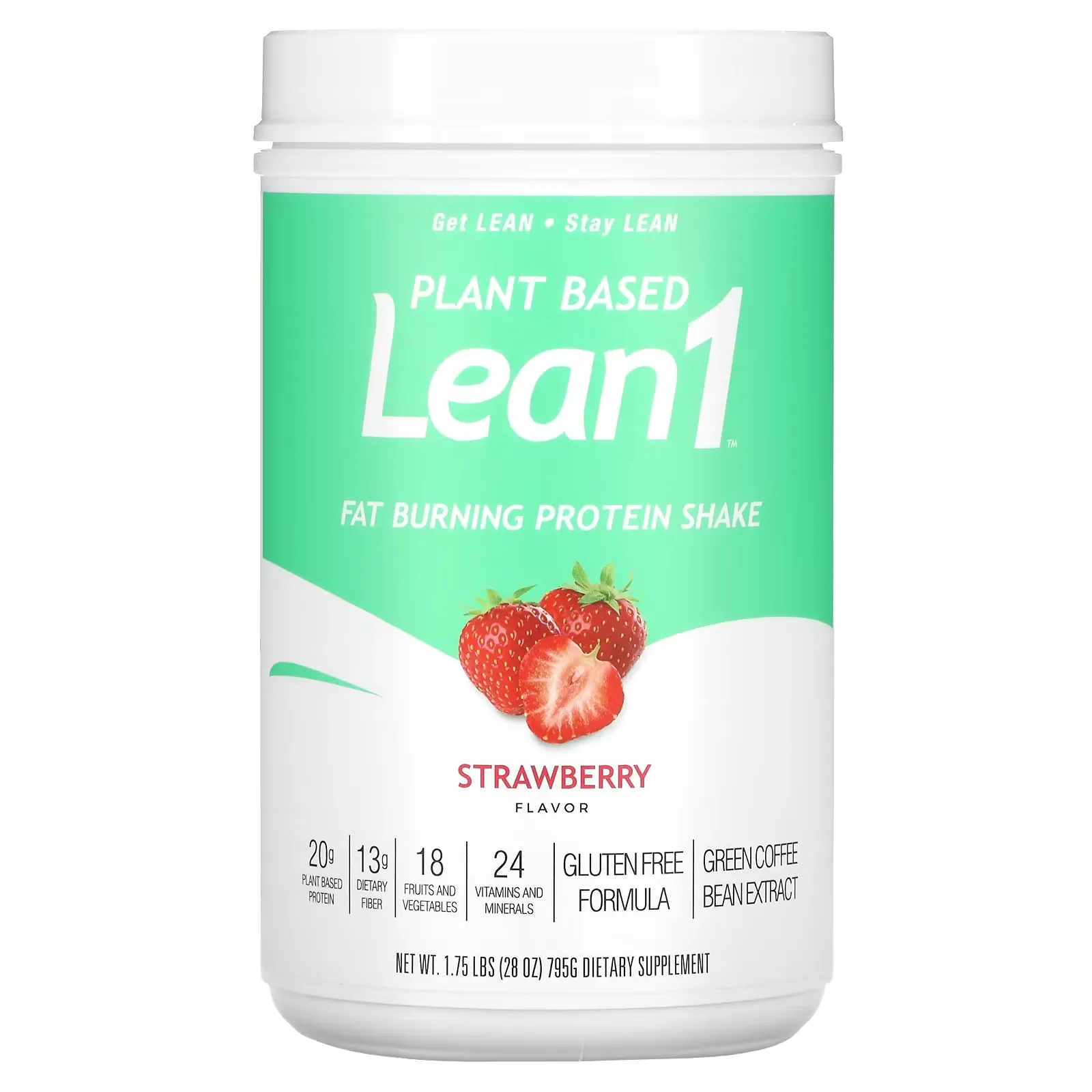 Plant Based Fat Burning Protein Shake, Strawberry , 1.75 lbs (795 g)