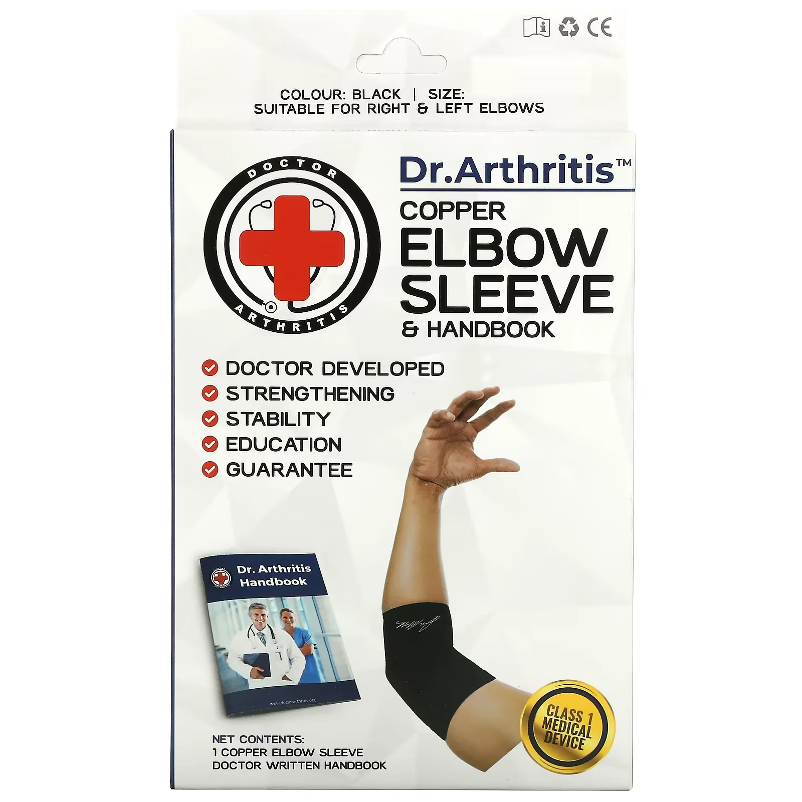 Copper Elbow Sleeve & Handbook, Small, Black, 1 Sleeve